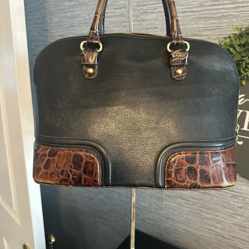 Brahmin Black and Brown anniversary dome bag